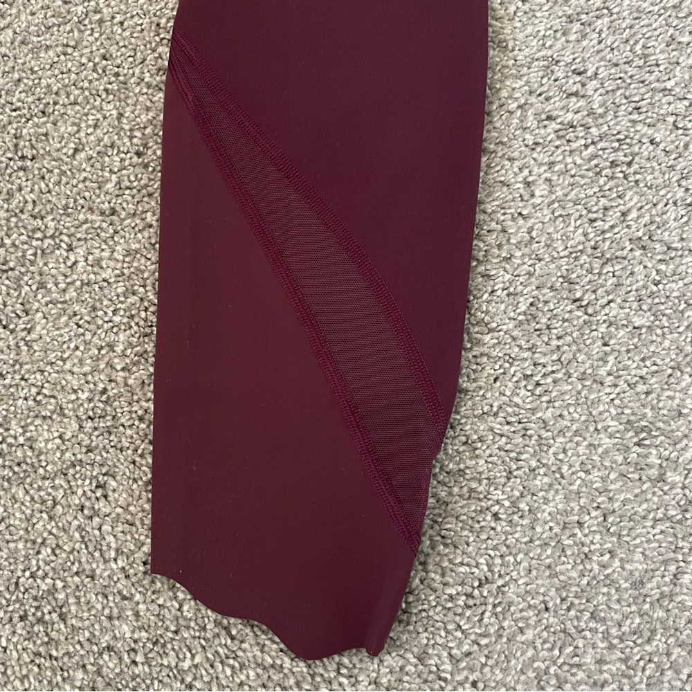 lululemon athletica Burgundy High-Rise Mesh Hem Cropped Leggings - Picture 3 of 6